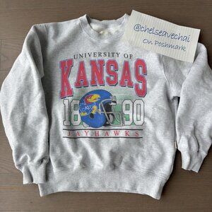 Vintage Kansas Jayhawks Football Sweatshirt Retro University of Kansas Shirt Tee
